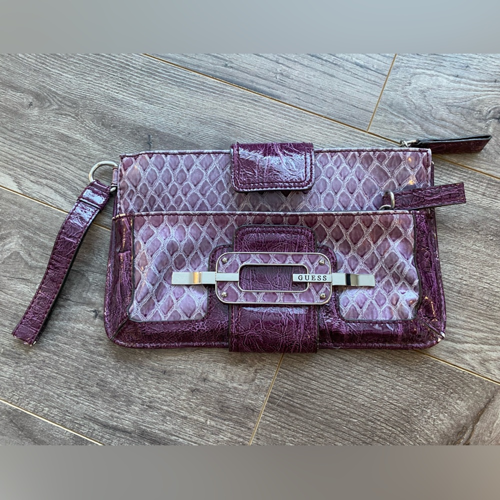 Vintage y2k GUESS Purple Embossed Clutch/Wallet